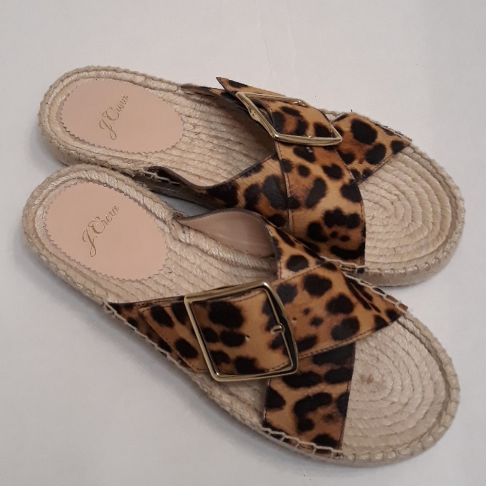 J.Crew/Leopard/Calf Hair/Buckled Strap Sandals